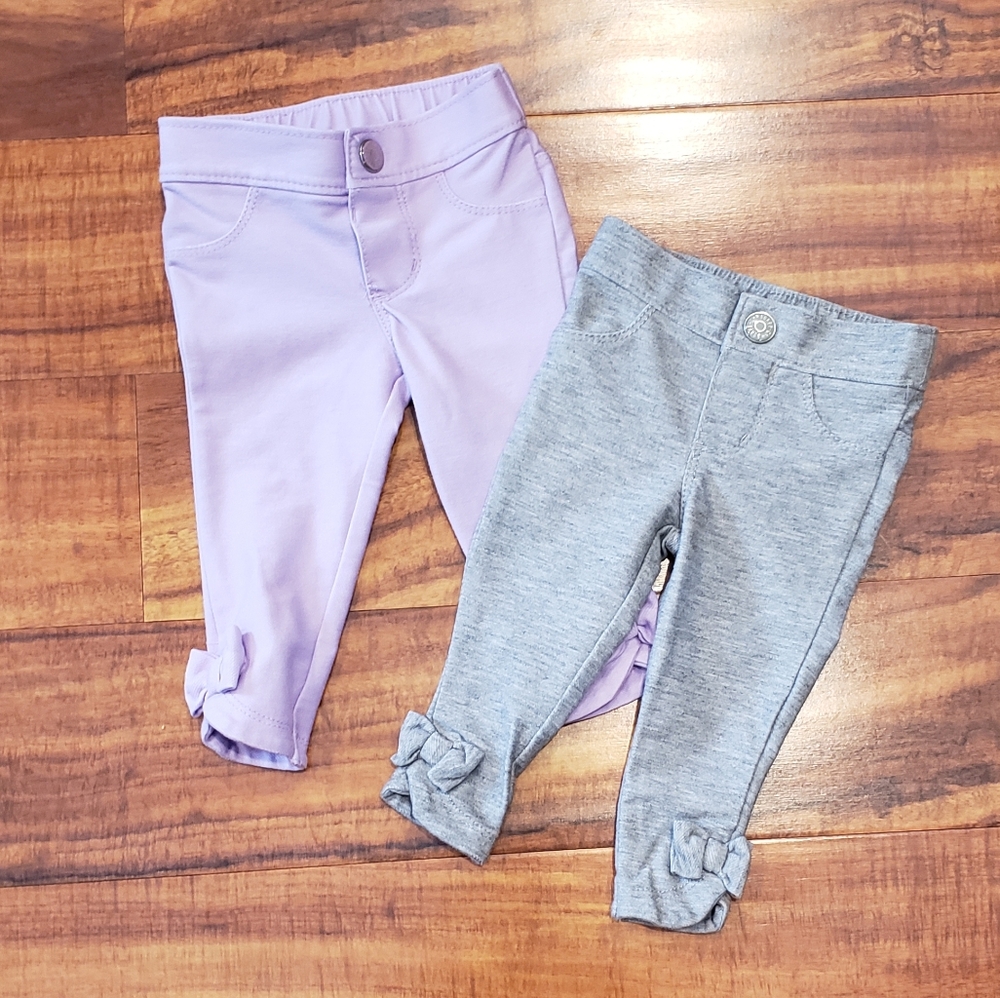 Gymboree EUC 6-12 months set of jeggings (2) - gray and purple